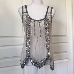 Lipsy Sheer Embellished Sequin Top